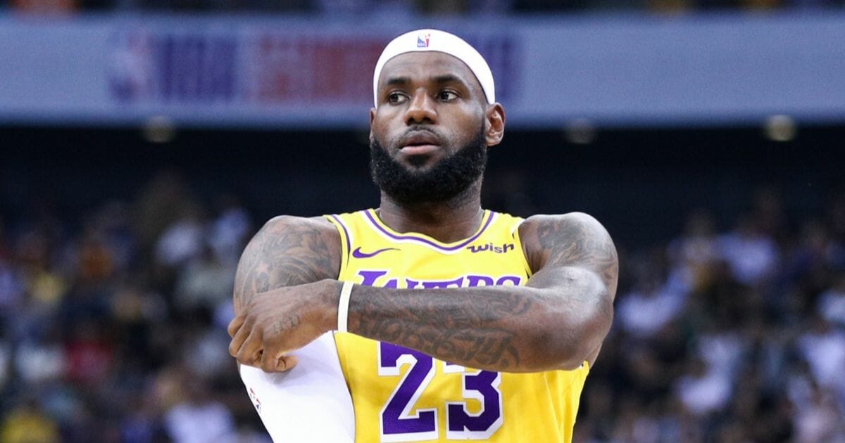 Los Angeles Lakers' LeBron James on court during an exhibition game last week against the Brooklyn Nets in Shenzhen, China. In a Twitter post, James complained that an NBA general manager's tweet about the pro-democracy protests in Hong Kong had created a "difficult week" for the NBA.