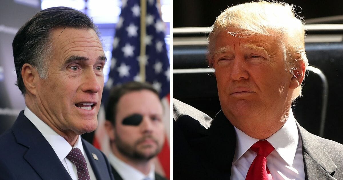 Utah Sen. Mitt Romney, left, and President Donald Trump, right.