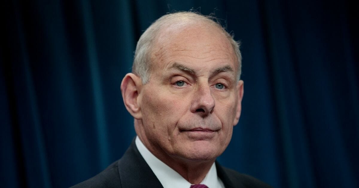 Then-Secretary of Homeland Security John Kelly answers questions during a news conference related to an executive order of President Donald Trump concerning travel and refugees on Jan. 31, 2017, in Washington, D.C.