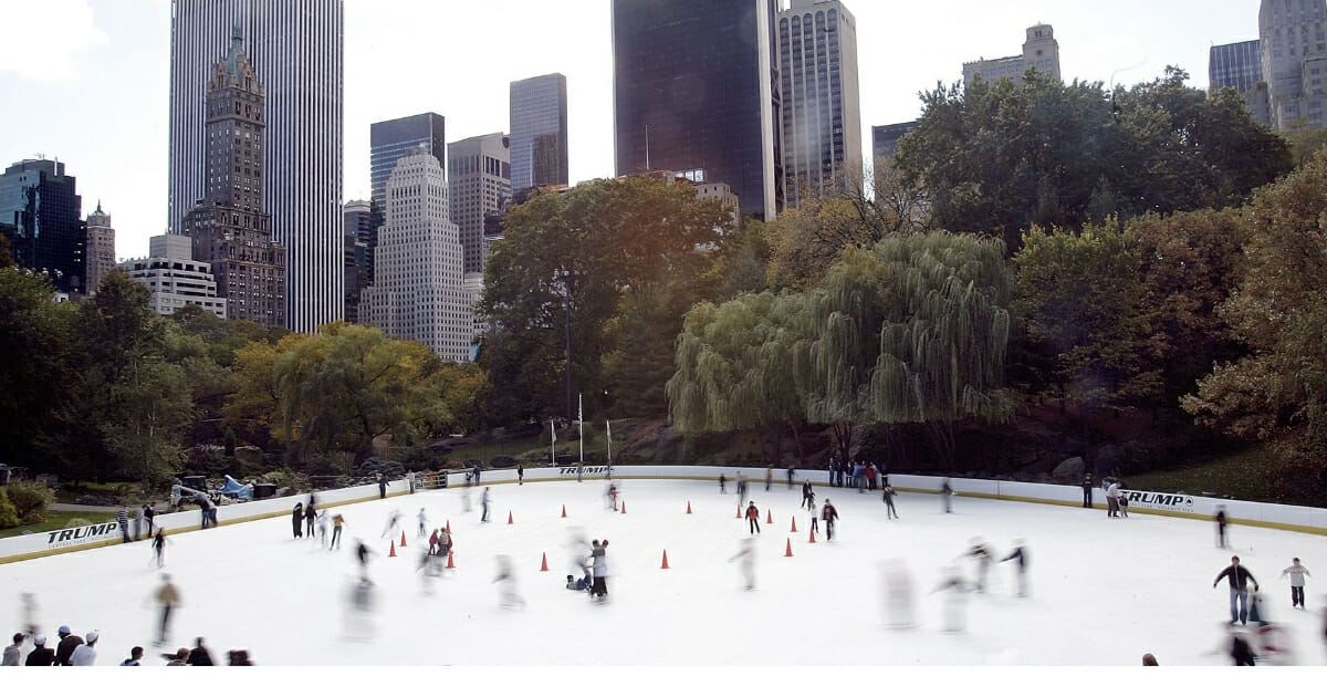 People skate on the Wollman Ice Rink on Oct. 23, 2006, in Central Park in New York City.