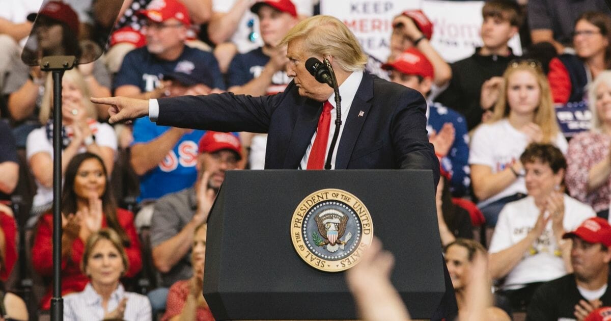 President Donald Trump speaks at a campaign rally at U.S. Bank Arena on Aug. 1, 2019 in Cincinnati, Ohio.