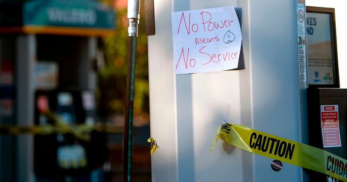 A Valero gas station sits vacant after power was shut down as part of a statewide blackout in Santa Rosa, California on Oct. 10, 2019.