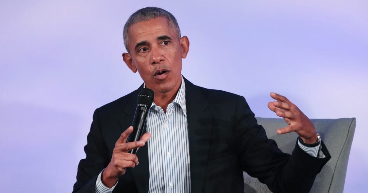 Former U.S. President Barack Obama speaks to guests at the Obama Foundation Summit on the campus of the Illinois Institute of Technology on Oct. 29, 2019, in Chicago, Illinois.