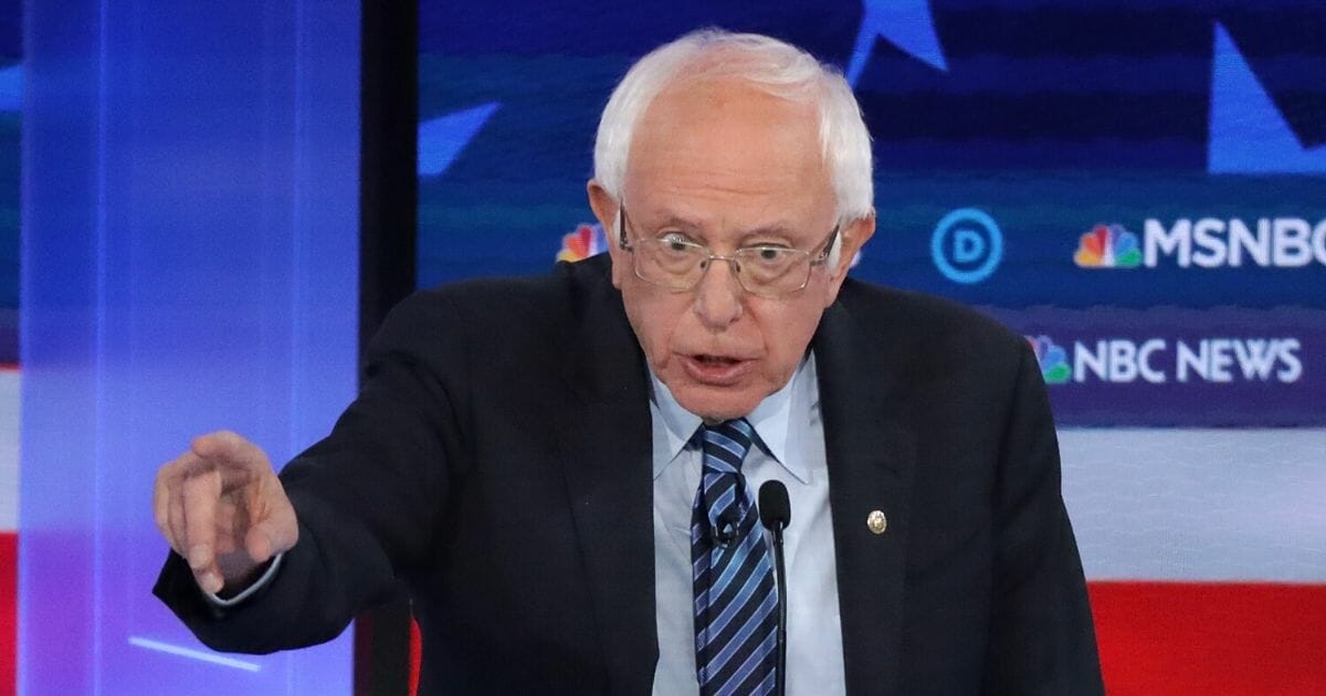 Democratic presidential candidate Sen. Bernie Sanders speaks during the Democratic Presidential Debate at Tyler Perry Studios Nov. 20, 2019, in Atlanta, Georgia.