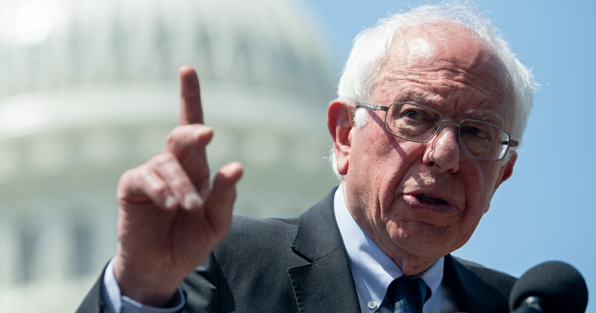 Sen. Bernie Sanders speaks during a news conference to introduce college affordability legislation outside the U.S. Capitol in Washington, D.C., on June 24, 2019.