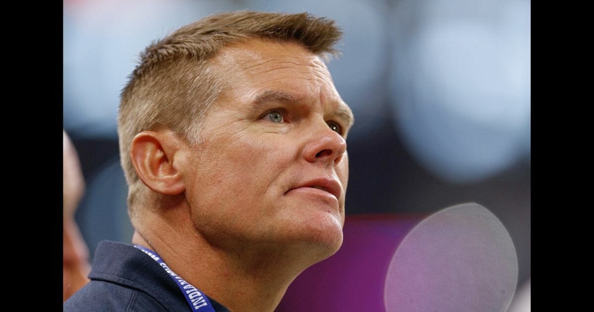 Indianapolis Colts general manager Chris Ballard is seen on the field during the preseason game against the Cleveland Browns at Lucas Oil Stadium on Aug. 17, 2019, in Indianapolis, Indiana.