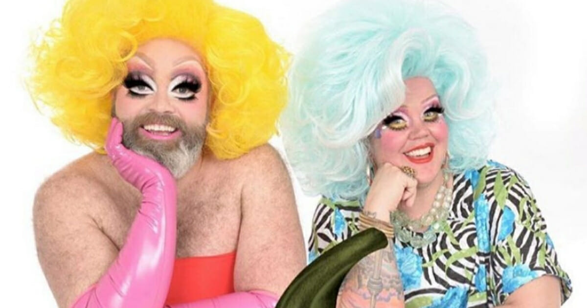 Canadian drag queens Kaleb Robertson and J.P. Kane, better known by their stage names Fay Slift and Fluffy Soufflé.