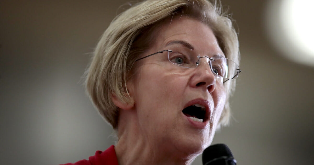 Democratic presidential candidate Sen. Elizabeth Warren (D-Massachusetts) speaks to guests during a campaign stop at Hempstead High School on Nov. 2, 2019, in Dubuque, Iowa.