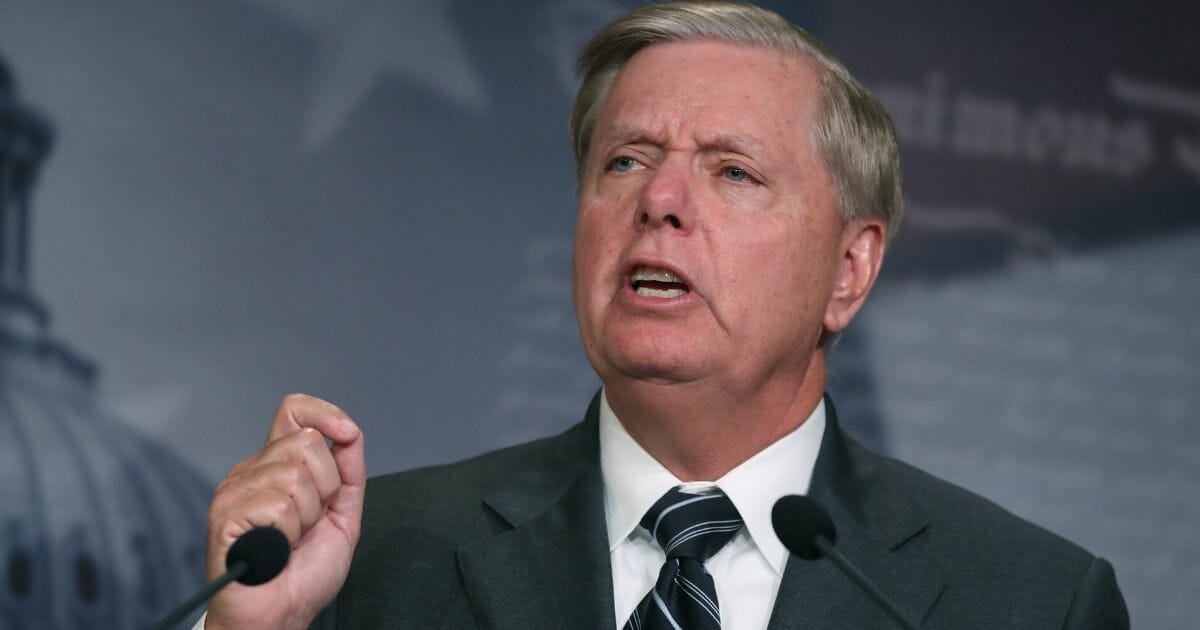Senate Judiciary Committee Chairman Lindsey Graham (R-South Carolina), speaks after introducing a resolution condemning the House impeachment inquiry against President Donald Trump, at the U.S. Capitol on Oct. 24, 2019, in Washington, D.C.