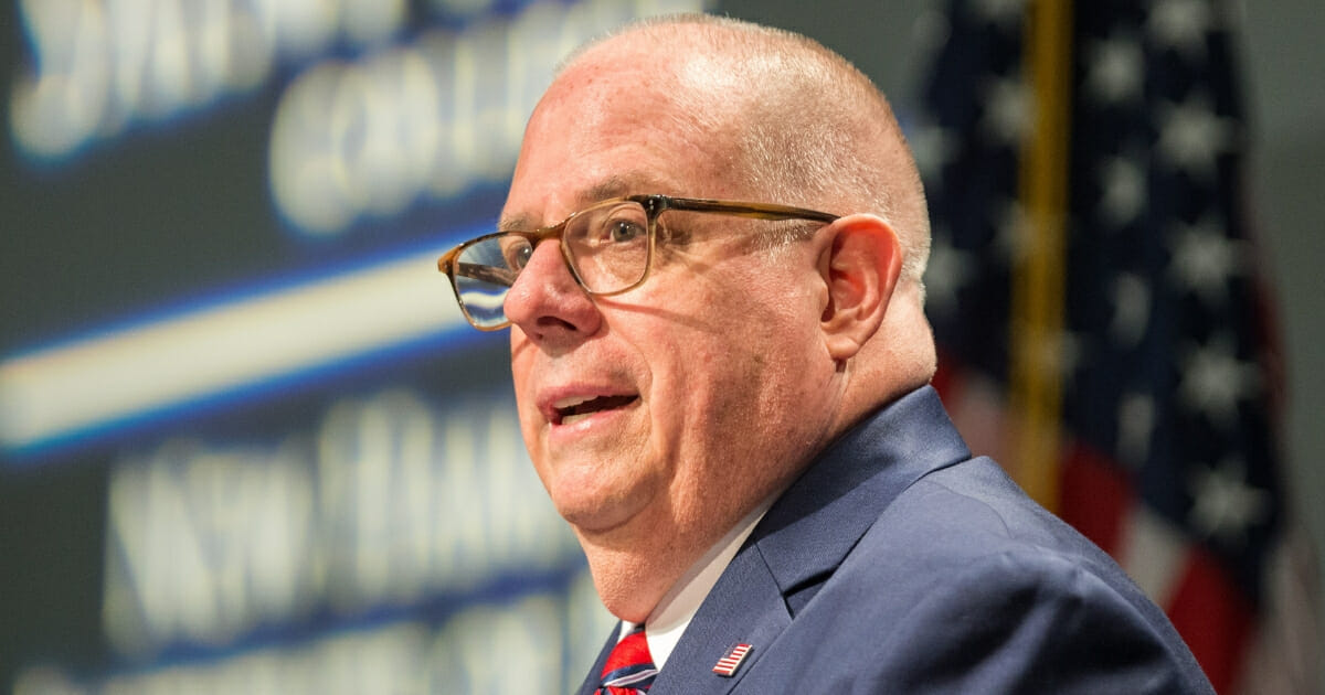 Maryland Gov. Larry Hogan speaks at the New Hampshire Institute of Politics in Manchester.