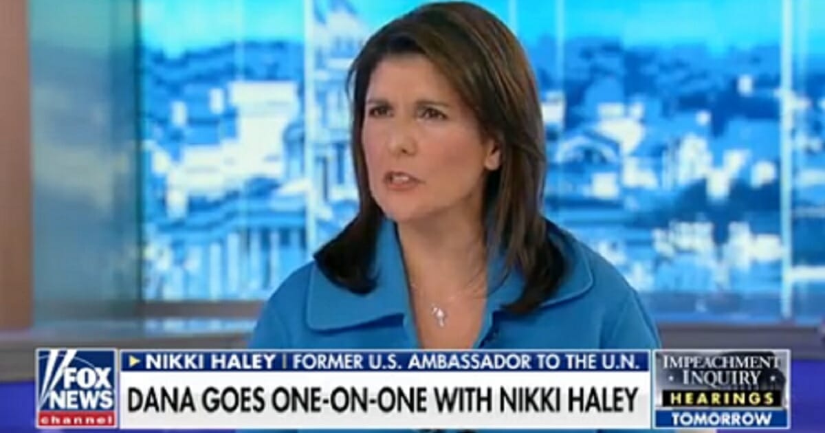 Former United Nations Ambassador Nikki Haley appears on Fox News' "The Daily Briefing with Dana Perino" on Tuesday.