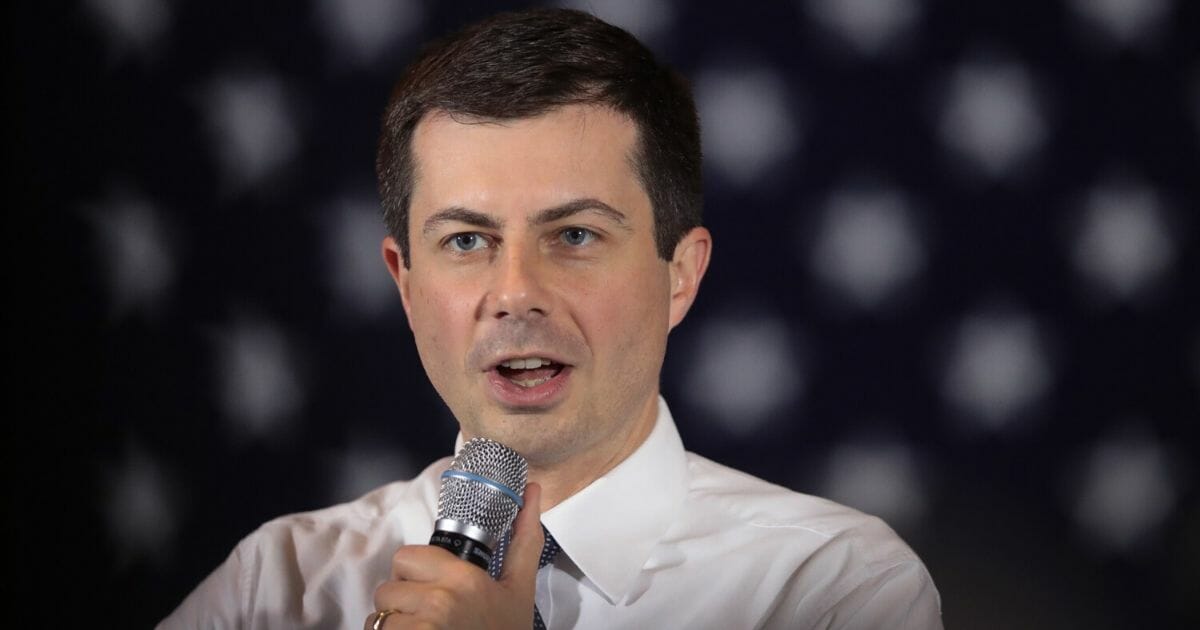 Democratic presidential candidate and South Bend, Indiana Mayor Pete Buttigieg speaks to guests during a campaign stop at Cronk's restaurant on Nov. 26, 2019, in Denison, Iowa.