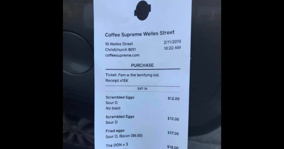 One family got a nasty surprise when they asked to look at their receipt.