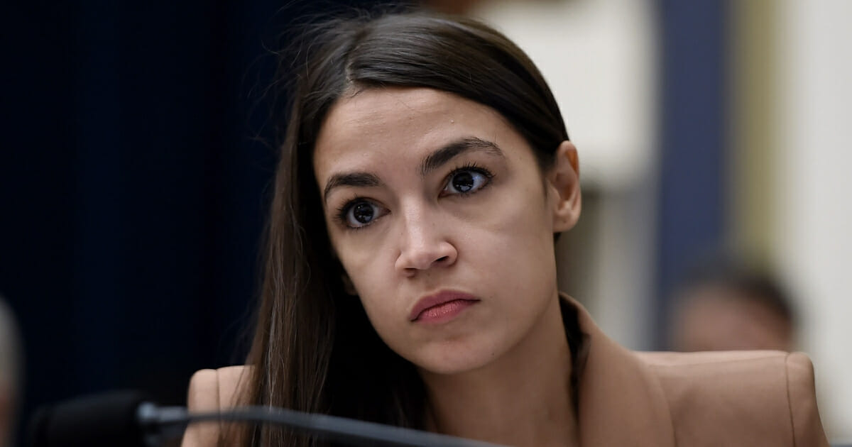 Democratic Rep. Alexandria Ocasio-Cortez of New York at a House Financial Services Committee hearing Oct. 22, 2019, on Capitol Hill.