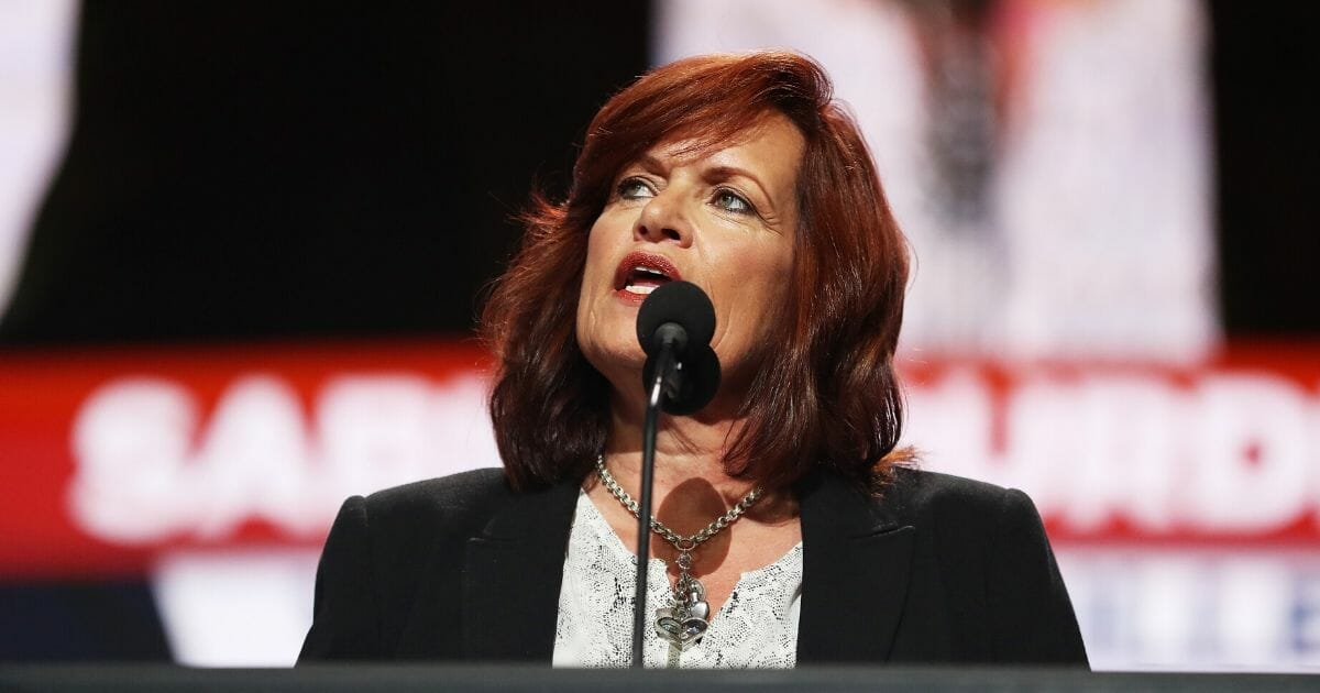 Sabine Durden delivers a speech on the first day of the Republican National Convention on July 18, 2016, at the Quicken Loans Arena in Cleveland, Ohio.