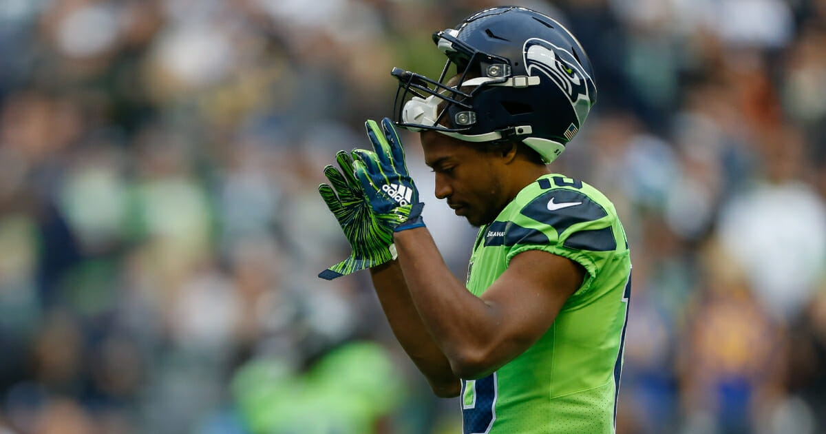 Tyler Lockett of the Seattle Seahawks looks on during a game against the Los Angeles Rams at CenturyLink Field.