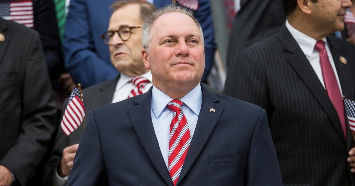 House Minority Whip Steve Scalise attends an observance and campus wide moment of silence for the National Day of Service and Remembrance honoring victims of the Sept. 11, 2001, terrorist attacks on Capitol Hill on Sept. 11, 2019, in Washington, D.C.