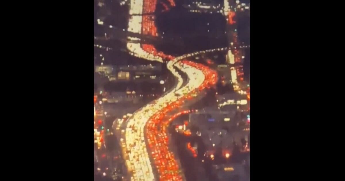 A Californian traffic jam seen from the sky.
