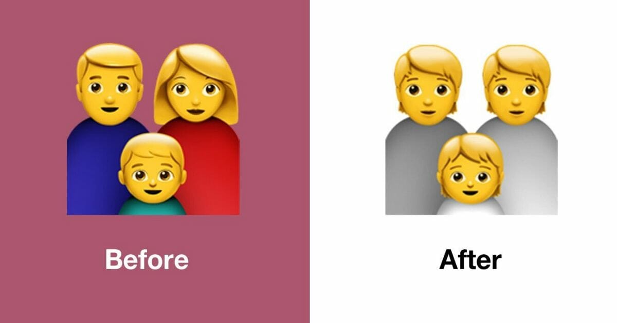 A look at the before and after of Apple's family emoji.