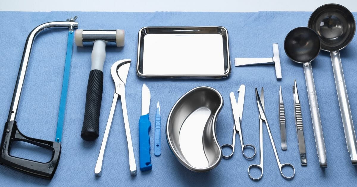 Stock photograph of surgical implements.