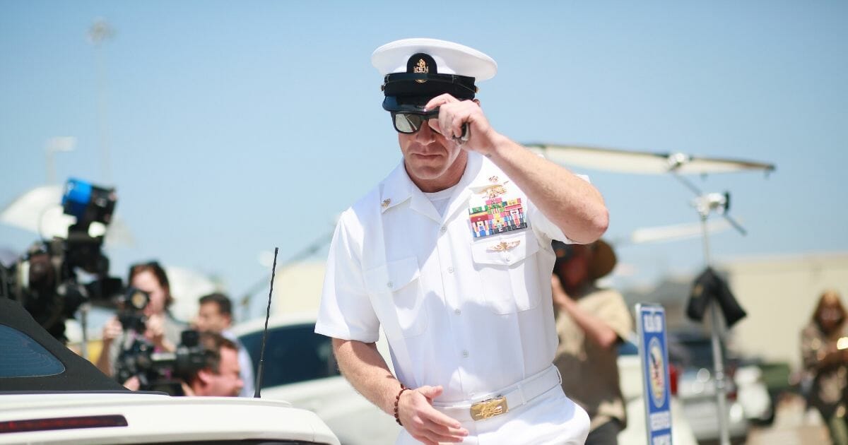 Navy SEAL Chief Petty Officer Eddie Gallagher is pictured leaving his court-martial during a break on July 2 in San Diego.