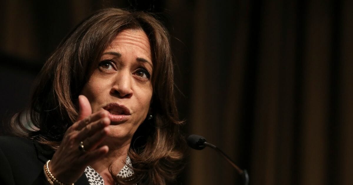 Democratic presidential candidate California Sen. Kamala Harris speaks at the National Action Network's annual convention on April 5, 2019, in New York City.