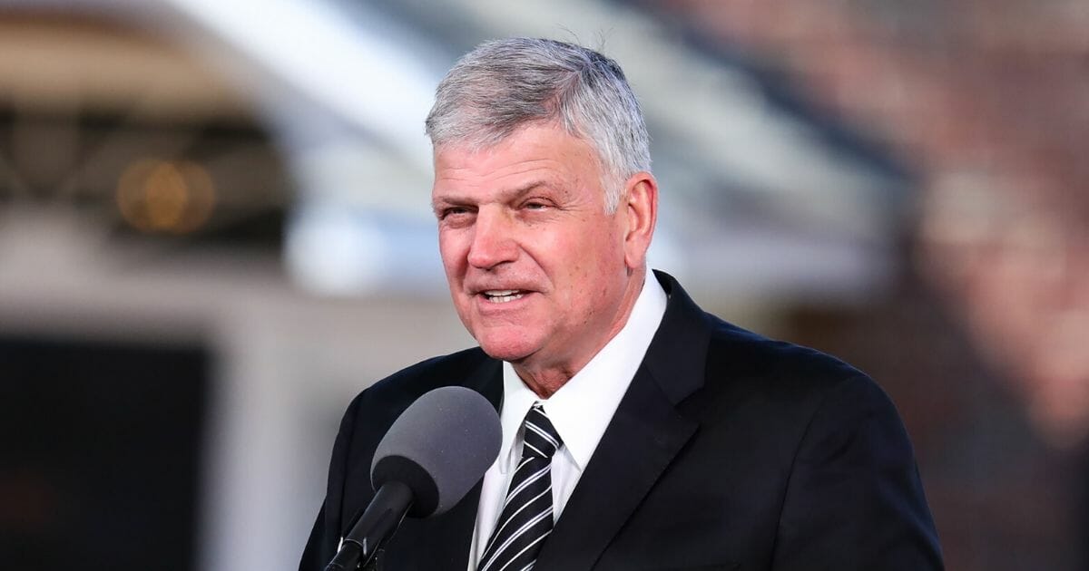 Franklin Graham delivers the eulogy during the funeral of his father, the Rev. Dr. Billy Graham, in Charlotte, North Carolina.