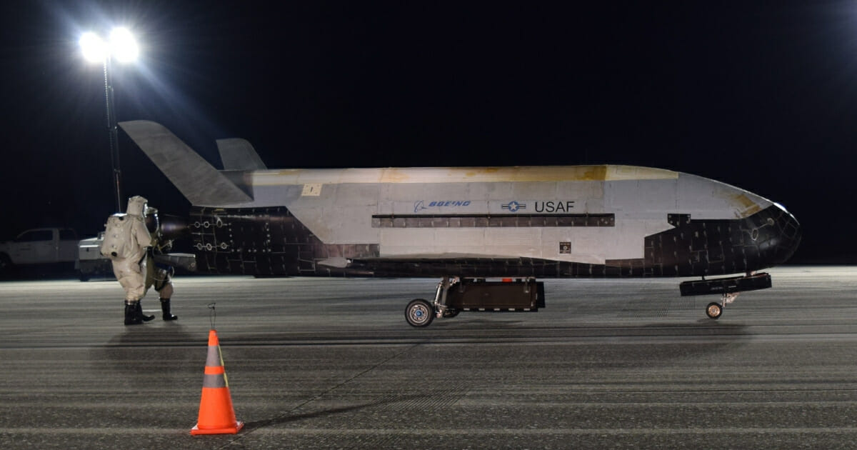 The U.S. Air Force’s X-37B Orbital Test Vehicle Mission 5 landed at NASA’s Kennedy Space Center Shuttle Landing Facility on Oct. 27, 2019.