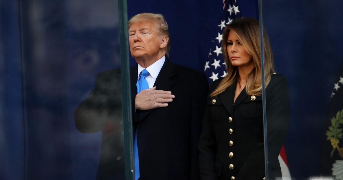 President Donald Trump and first lady Melania Trump attend the opening ceremony of the Veterans Day Parade on Nov. 11, 2019 in New York City.