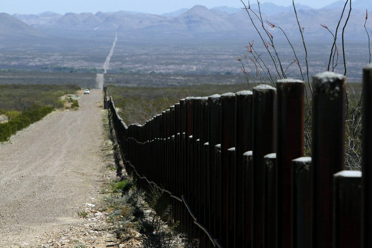 A U.S. Customs and Border Patrol truck patrols the U.S. border with Mexico in Douglas, Arizona.