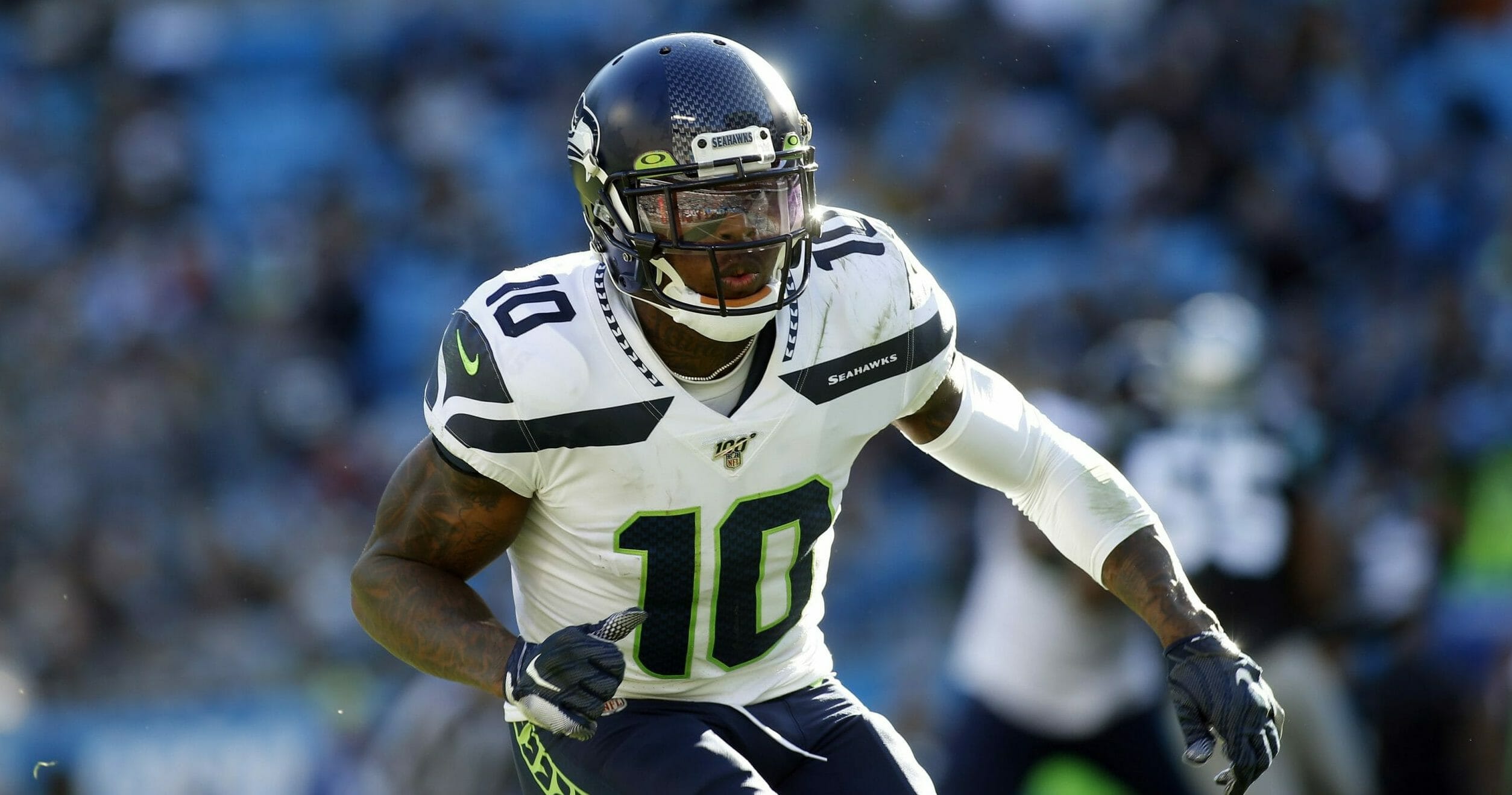 Seattle Seahawks wide receiver Josh Gordon runs a play against the Carolina Panthers.