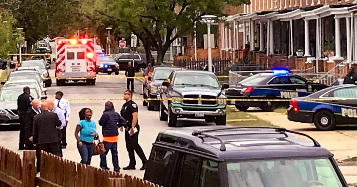 The scene of a shooting in Baltimore.