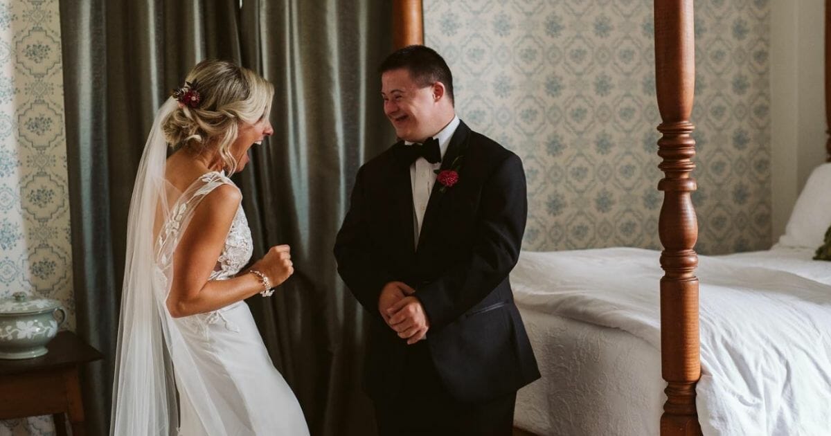 The bride with her brother, who has Down syndrome.