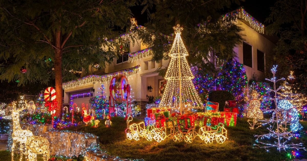 Christmas lights on home in Southern California