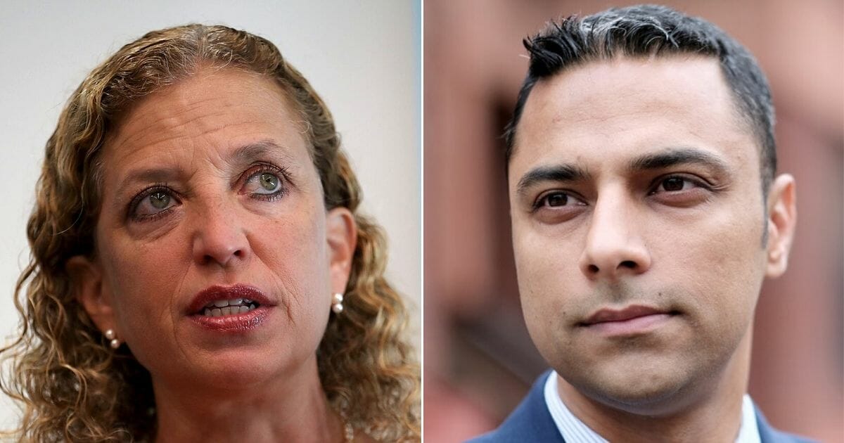 Democratic Rep. Debbie Wasserman Schultz of Florida, left, and former House Democratic information technology aide Imran Awan, right.