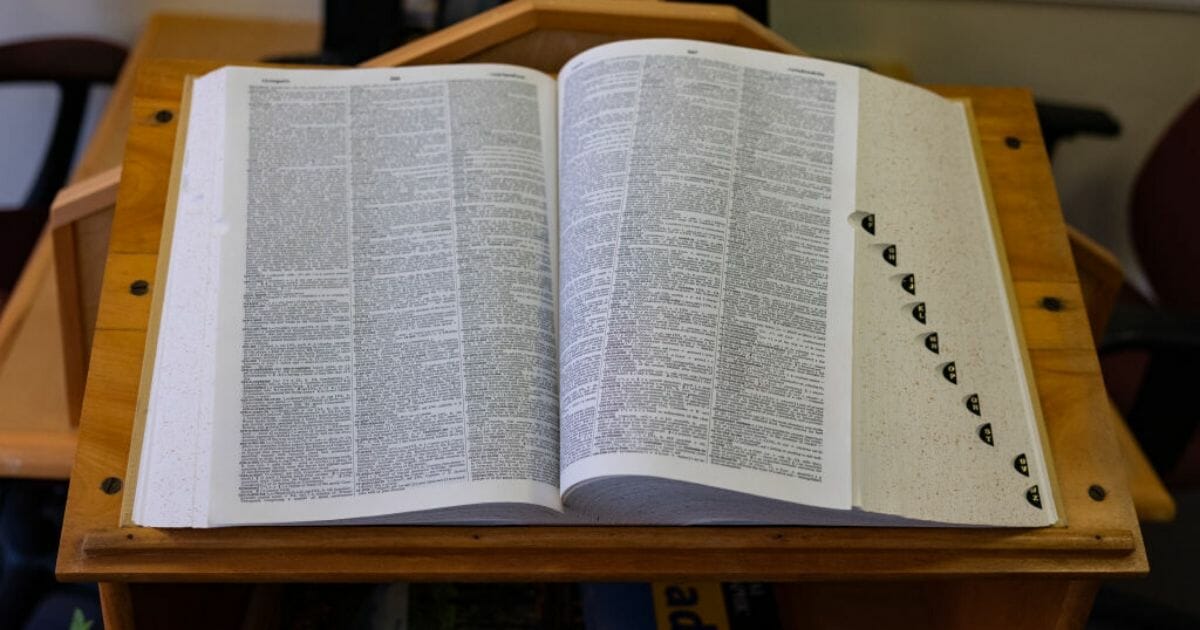 A view of the Random House Dictionary inside the Rensselaerville Public Library in Rensselaerville, New York, on March 7, 2019.