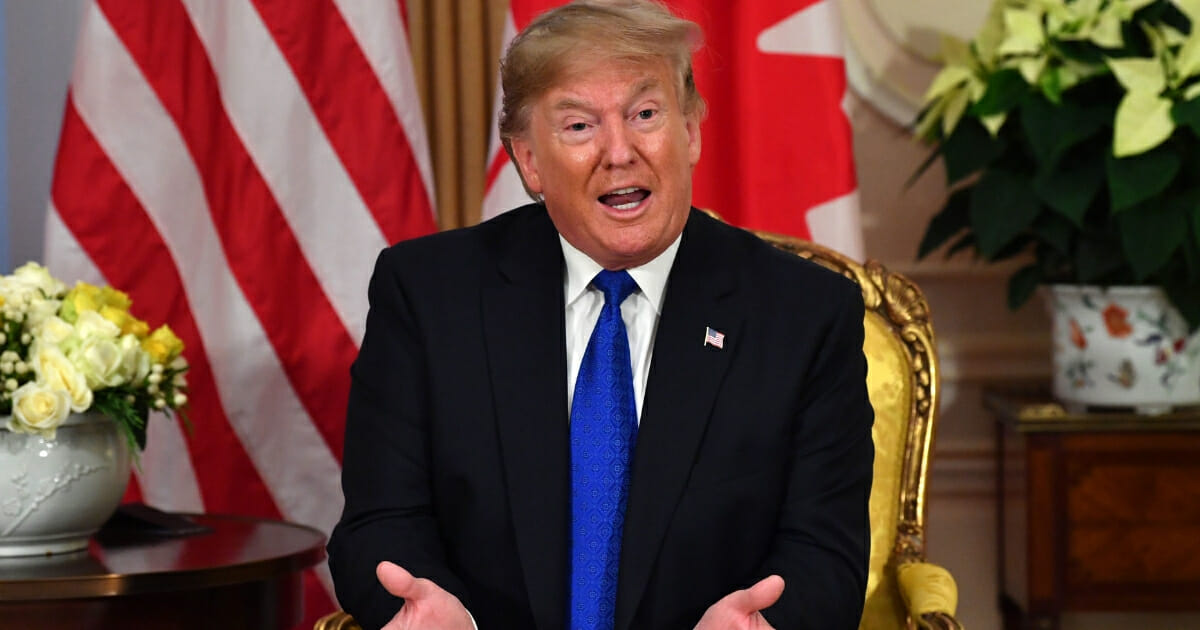 President Donald Trump speaks during a meeting of NATO leaders at Winfield House in London on Dec. 3, 2019.