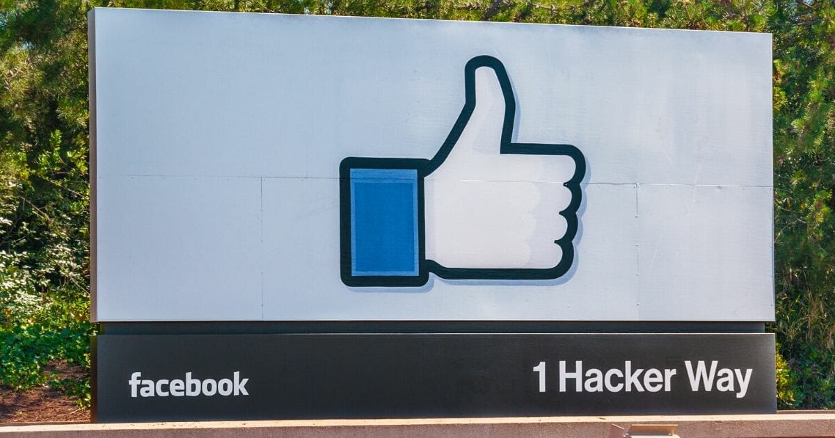 Facebook Incorporation's entrance sign at the corporate office in California.