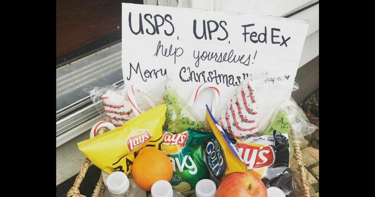 Snacks and other gifts are left out for delivery drivers during the busy holiday season.