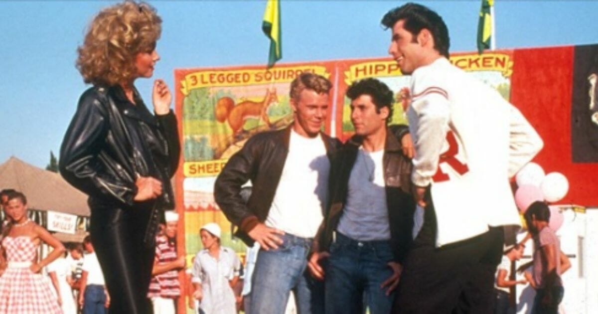 A scene from the movie "Grease." Olivia Newton-John recently received her iconic leather jacket back after auctioning it off.