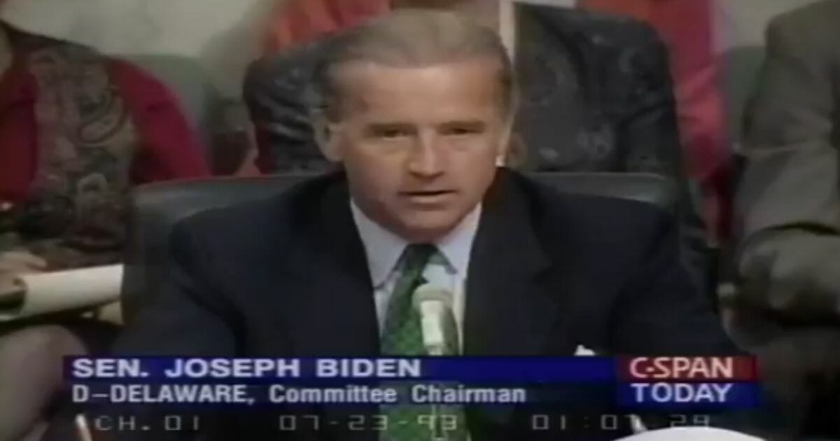 Then-Sen. Joe Biden speaks in 1999.