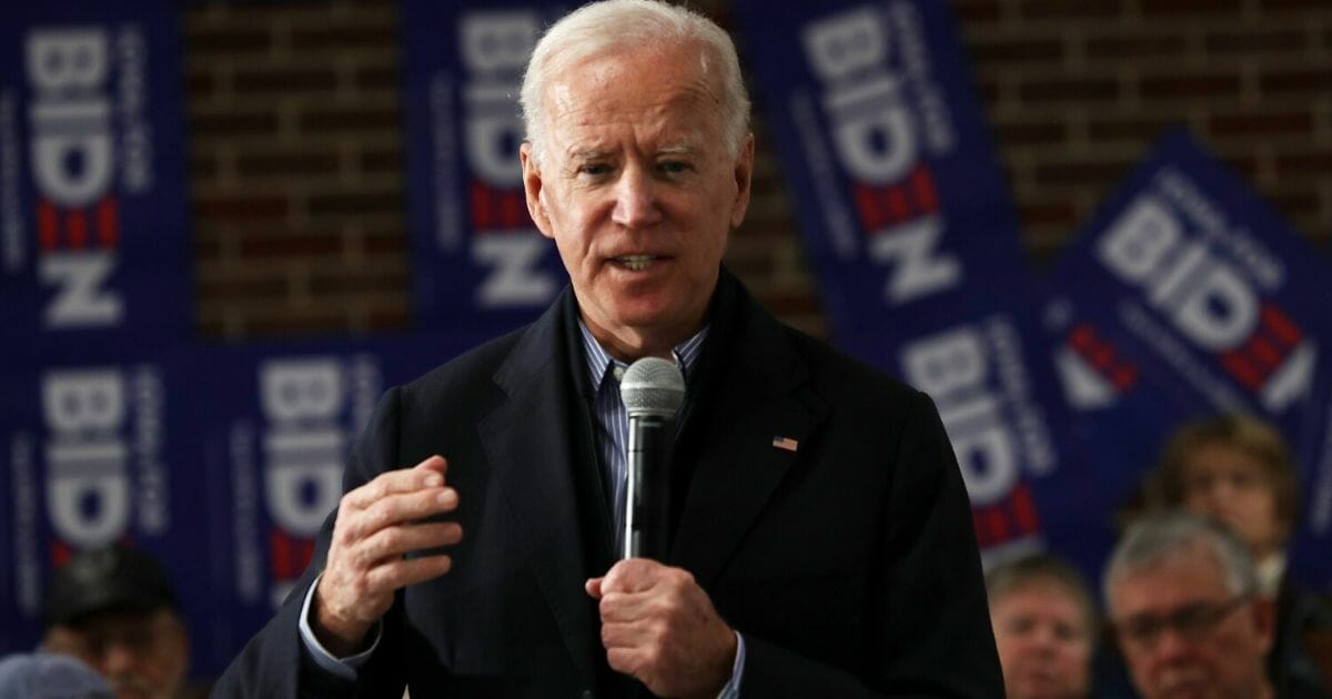 Democratic presidential candidate and former Vice President Joe Biden speaks during a campaign stop at Tipton High School on Dec. 28, 2019, in Tipton, Iowa.