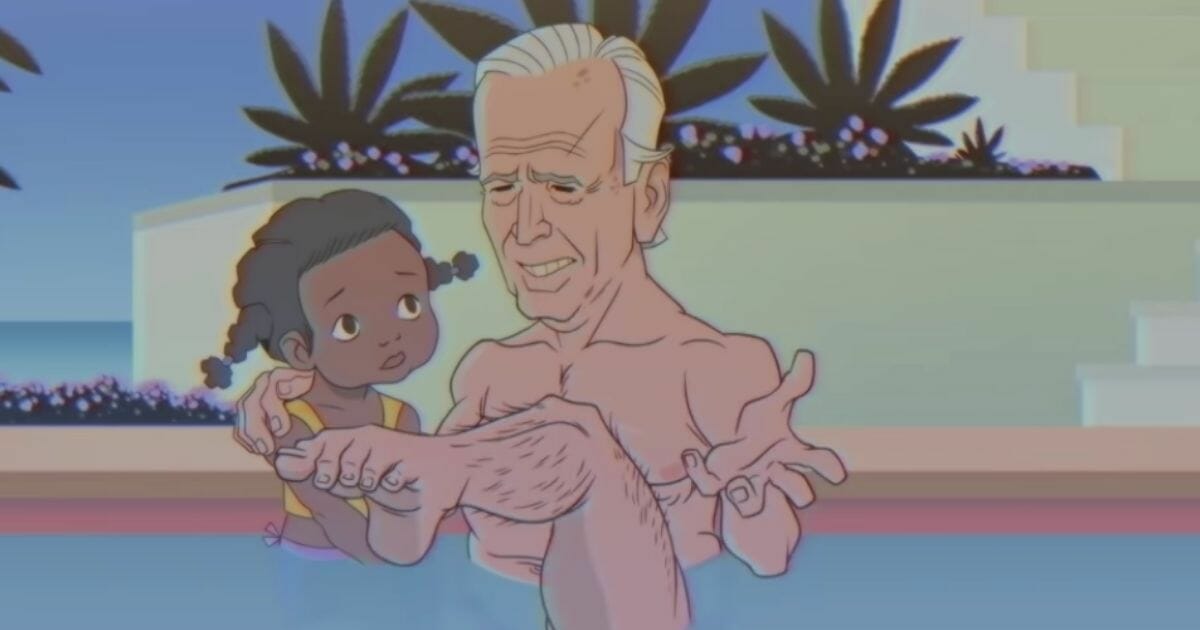 A cartoon making fun of former Vice President Joe Biden's bizarre comments about his legs during a 2017 speech.