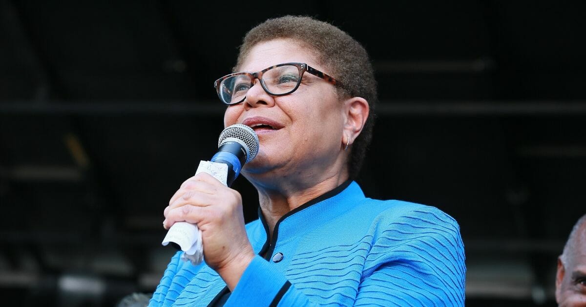 Democratic Rep. Karen Bass of California attends the official unveiling of the City of Los Angeles' Obama Boulevard on May 4, 2019, in Los Angeles.