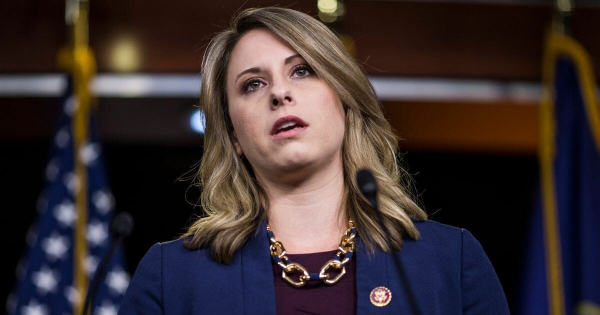Then-Rep. Katie Hill (D-California) speaks during a news conference on April 9, 2019, in Washington, D.C.