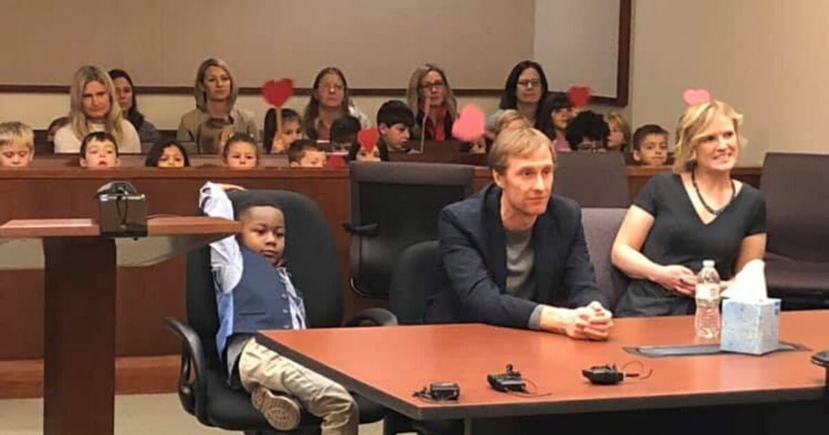 Little boy in courtroom