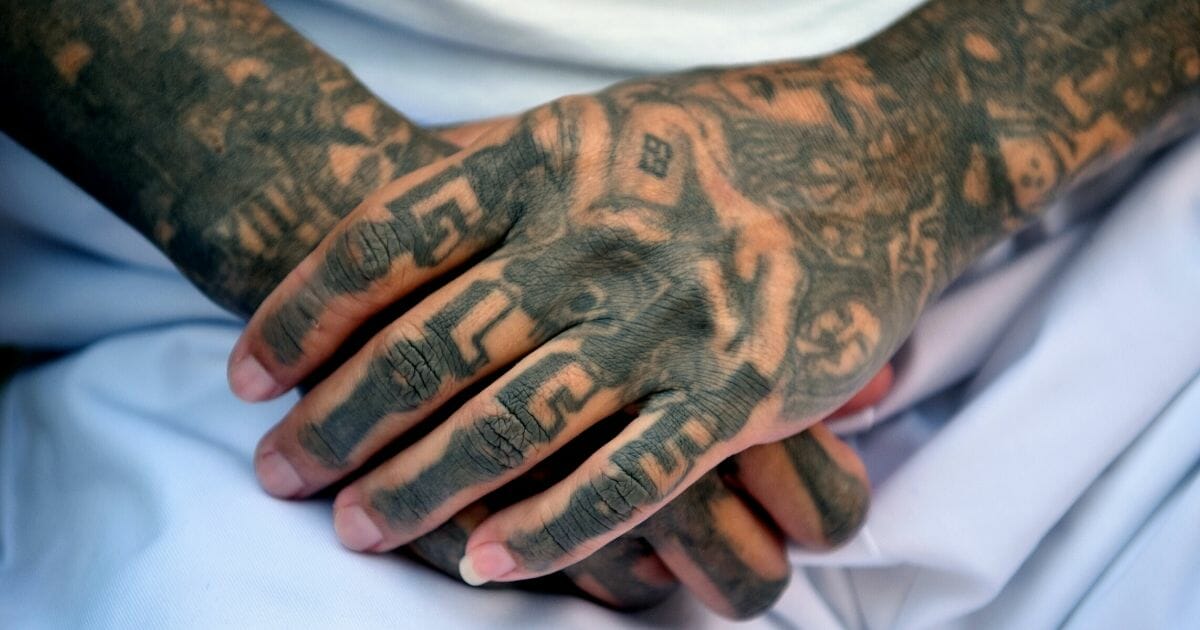 An ex member of the MS-13 gang is pictured at Santa Ana prison, 60 km northwest of San Salvador, on May 21, 2019.