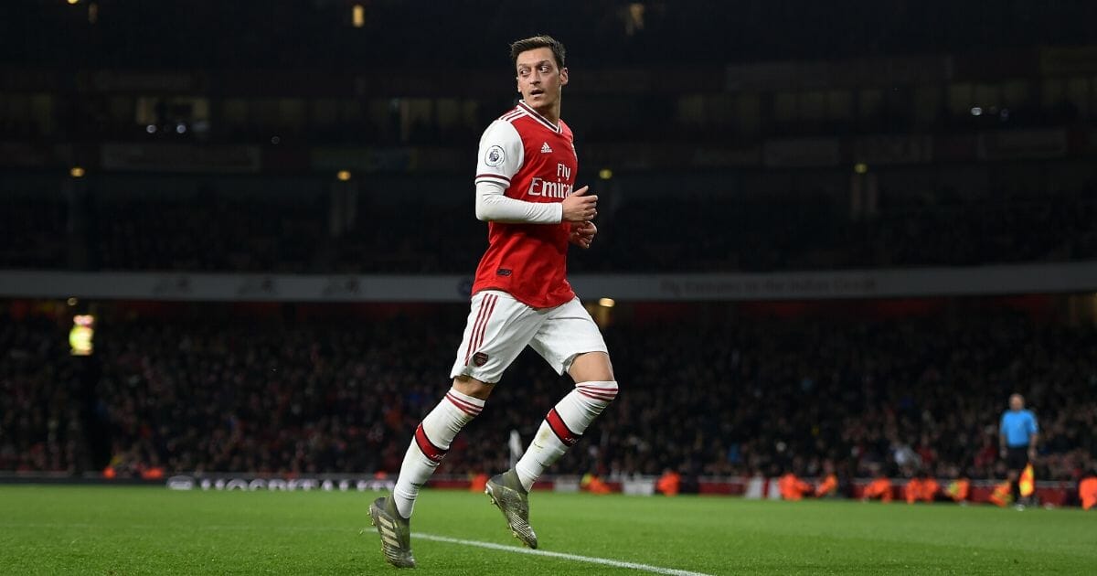 Mesut Ozil of Arsenal runs on during the Premier League match against Southampton FC at Emirates Stadium in London on Nov. 23, 2019.