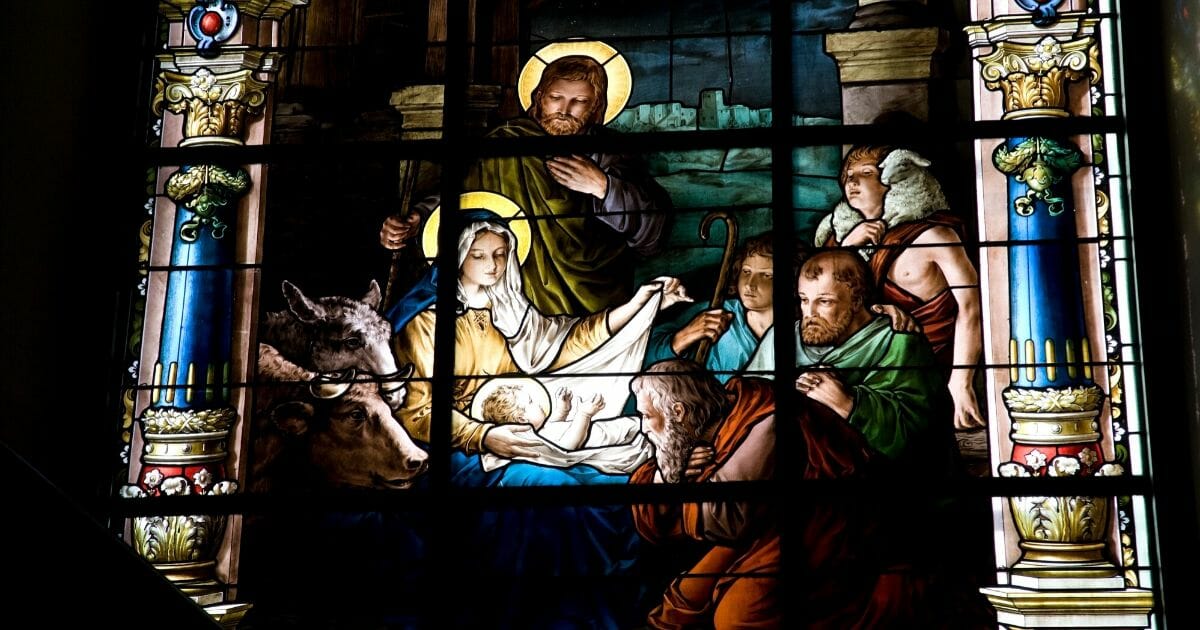 A stained glass window created by F. Zettler (1878-1911) at the German Church (St. Gertrude's church) in Gamla Stan in Stockholm, Sweden.