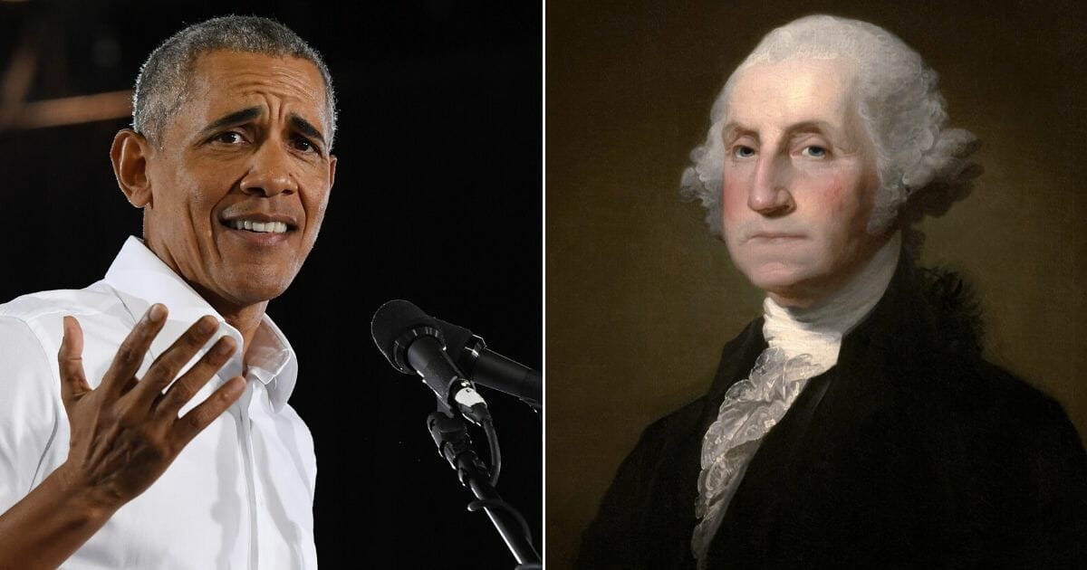 Former Presidents Barack Obama, left, and George Washington, right.